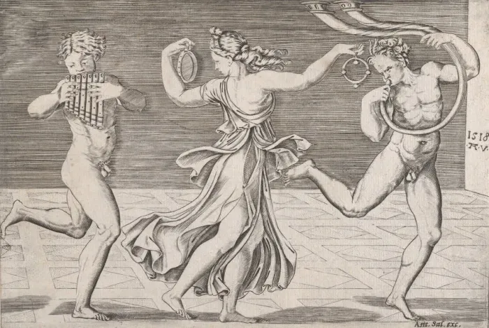 Framed Print : Speculum Romanae Magnificentiae: Dance of Fauns and Bacchants, 1518. 1518 Framed Print : Speculum Romanae Magnificentiae: Dance of Fauns and Bacchants, 1518. 1518