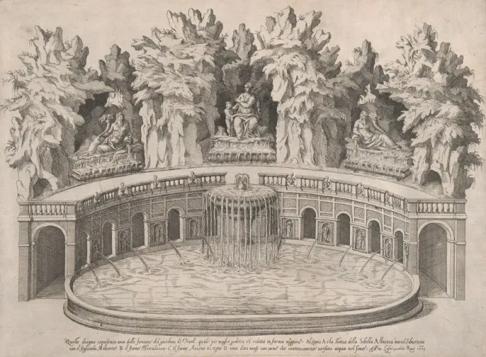 Framed Print : Speculum Romanae Magnificentiae: Fountain and Gardens of the Villa d Este at Tivoli, 1575 Framed Print : Speculum Romanae Magnificentiae: Fountain and Gardens of the Villa d Este at Tivoli, 1575