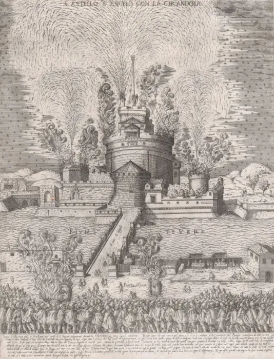 Framed Print : Speculum Romanae Magnificentiae: The Girandola at the Castel Sant Angelo, Rome, 1579 Framed Print : Speculum Romanae Magnificentiae: The Girandola at the Castel Sant Angelo, Rome, 1579