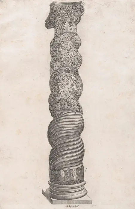 Framed Print : Speculum Romanae Magnificentiae: Grotesque Winding Column in St. Peter s, 16th cen
