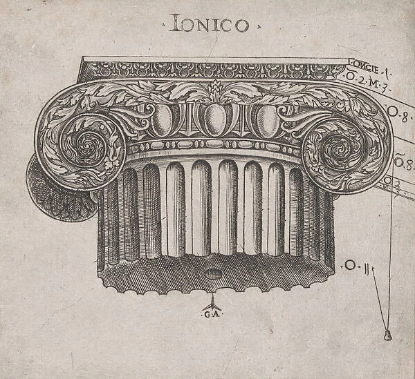 Speculum Romanae Magnificentiae: Ionic capital, ca. 1537. ca. 1537. Creator: Master GA