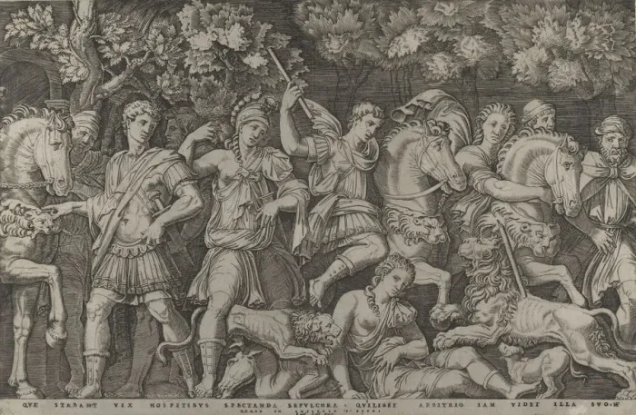 Framed Print : Speculum Romanae Magnificentiae: The Lion Hunt, ca. 1500-1534. ca. 1500-1534 Framed Print : Speculum Romanae Magnificentiae: The Lion Hunt, ca. 1500-1534. ca. 1500-1534