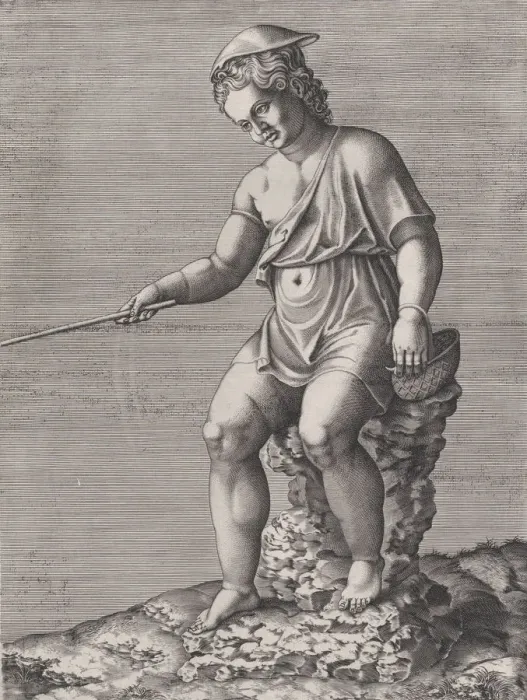 Framed Print : Speculum Romanae Magnificentiae: The Little Angler, 1567. 1567. Creator: Anon Framed Print : Speculum Romanae Magnificentiae: The Little Angler, 1567. 1567. Creator: Anon