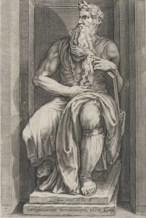 Framed Print : Speculum Romanae Magnificentiae: Moses after the sculpture by Michelangelo, 16th c Framed Print : Speculum Romanae Magnificentiae: Moses after the sculpture by Michelangelo, 16th c