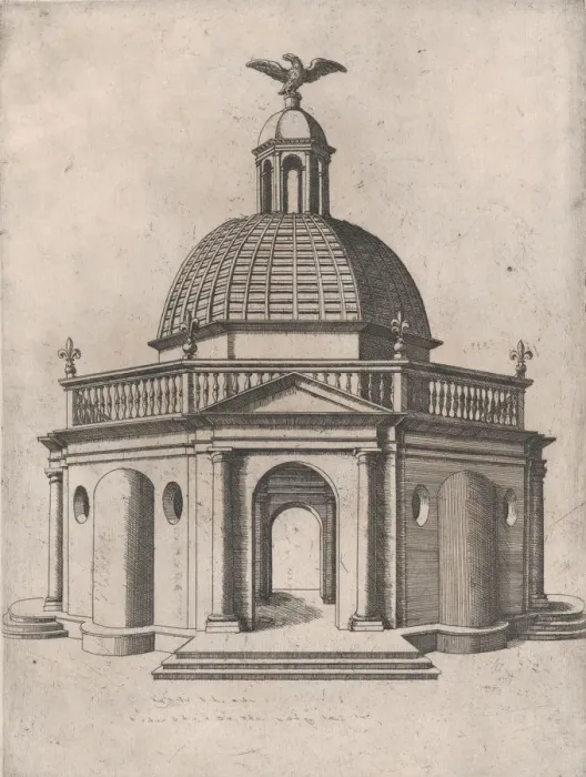 Framed Print : Speculum Romanae Magnificentiae: Octagonal Temple with a dome, surmounted by a dom Framed Print : Speculum Romanae Magnificentiae: Octagonal Temple with a dome, surmounted by a dom