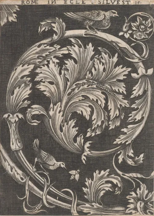 Framed Print : Speculum Romanae Magnificentiae: Ornamental foliage from churches, 16th century Framed Print : Speculum Romanae Magnificentiae: Ornamental foliage from churches, 16th century