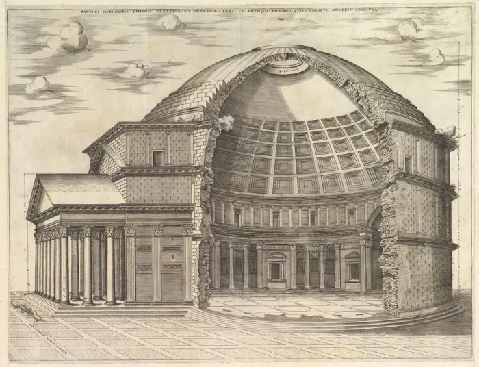 Framed Print : Speculum Romanae Magnificentiae: The Pantheon, broken away to show the interior, 1553 Framed Print : Speculum Romanae Magnificentiae: The Pantheon, broken away to show the interior, 1553