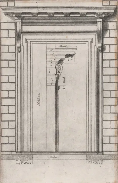 Framed Print : Speculum Romanae Magnificentiae: Plan of a doorway, 16th century. 16th century Framed Print : Speculum Romanae Magnificentiae: Plan of a doorway, 16th century. 16th century