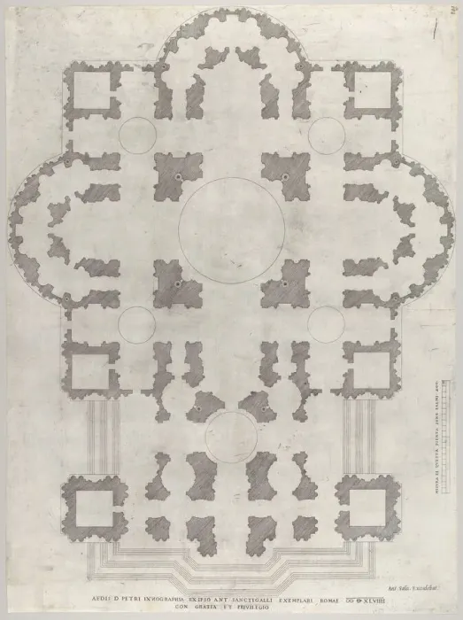 Framed Print : Speculum Romanae Magnificentiae: Plan of St. Peter s, 1549. Creator: Unknown Framed Print : Speculum Romanae Magnificentiae: Plan of St. Peter s, 1549. Creator: Unknown