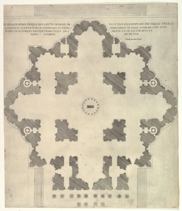 Framed Print : Speculum Romanae Magnificentiae: Plan of St. Peter s, 1569. Creator: Etienne Duperac Framed Print : Speculum Romanae Magnificentiae: Plan of St. Peter s, 1569. Creator: Etienne Duperac