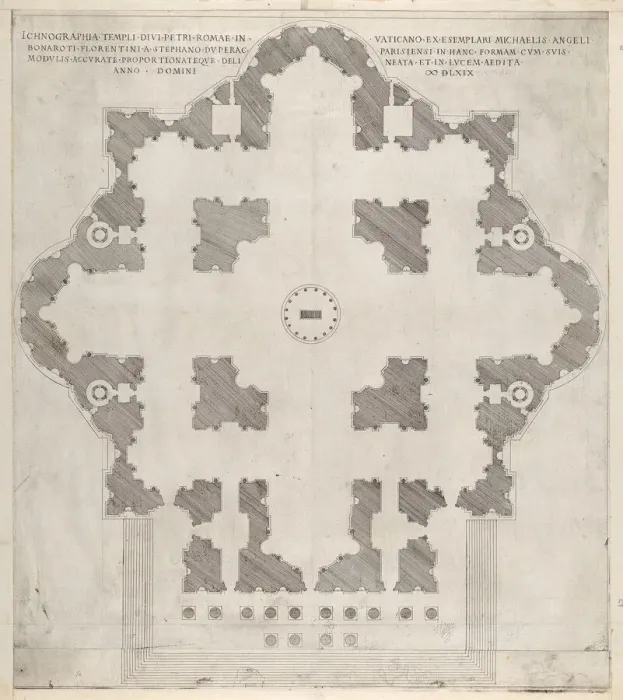 Framed Print : Speculum Romanae Magnificentiae: Plan of St. Peter s, 1569. Creator: Etienne Duperac Framed Print : Speculum Romanae Magnificentiae: Plan of St. Peter s, 1569. Creator: Etienne Duperac