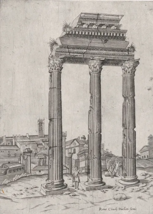 Framed Print : Speculum Romanae Magnificentiae: Portico of the Temple of Julius, 16th century Framed Print : Speculum Romanae Magnificentiae: Portico of the Temple of Julius, 16th century