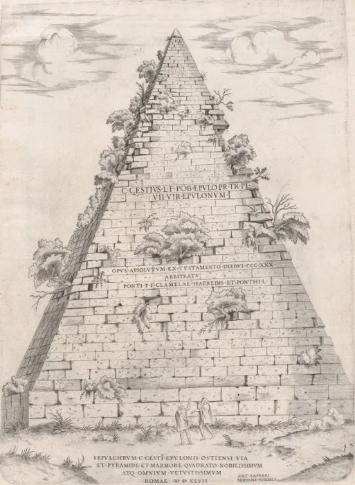 Framed Print : Speculum Romanae Magnificentiae: Pyramid of Caius Cestius, 1547. 1547. Creator: Anon Framed Print : Speculum Romanae Magnificentiae: Pyramid of Caius Cestius, 1547. 1547. Creator: Anon