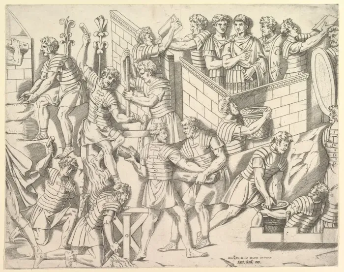 Framed Print : Speculum Romanae Magnificentiae: Roman Soldiers Fortifying their Camp, from Trajan Framed Print : Speculum Romanae Magnificentiae: Roman Soldiers Fortifying their Camp, from Trajan