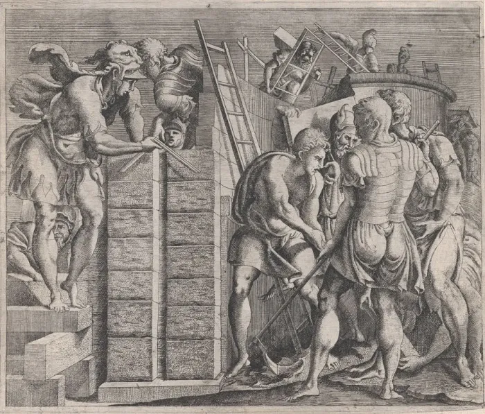 Framed Print : Speculum Romanae Magnificentiae: Romulus and Remus Building the Walls of Rome, 16t Framed Print : Speculum Romanae Magnificentiae: Romulus and Remus Building the Walls of Rome, 16t