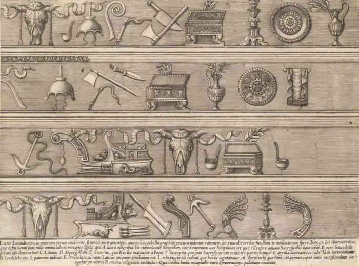 Framed Print : Speculum Romanae Magnificentiae: Sacrificial Instruments Based on Ancient Relief Sc Framed Print : Speculum Romanae Magnificentiae: Sacrificial Instruments Based on Ancient Relief Sc