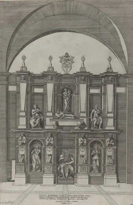 Framed Print : Speculum Romanae Magnificentiae: Sepulchre of Julius II, 1582. 1582 Framed Print : Speculum Romanae Magnificentiae: Sepulchre of Julius II, 1582. 1582