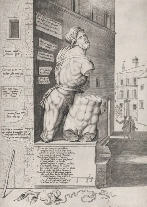 Framed Print : Speculum Romanae Magnificentiae: Statue of Pasquin in the House of Cardinal Ursino, 1550 Framed Print : Speculum Romanae Magnificentiae: Statue of Pasquin in the House of Cardinal Ursino, 1550