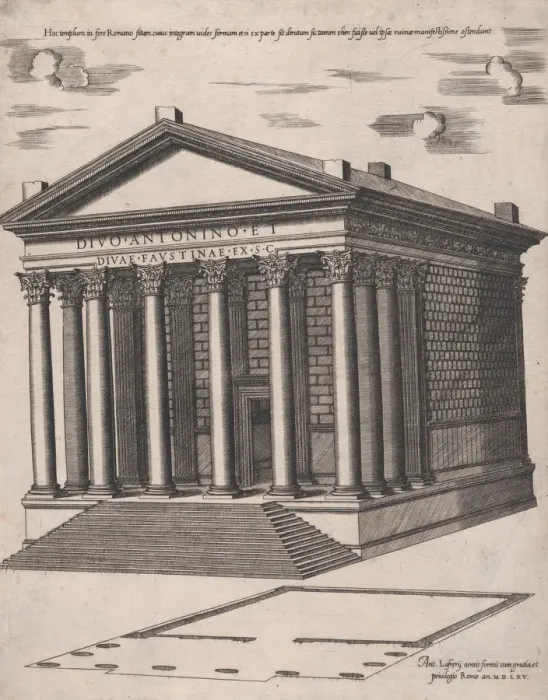 Framed Print : Speculum Romanae Magnificentiae: Temple of Antoninus and Faustina, 1565. 1565 Framed Print : Speculum Romanae Magnificentiae: Temple of Antoninus and Faustina, 1565. 1565