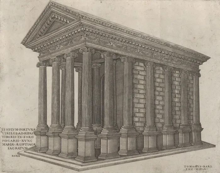 Framed Print : Speculum Romanae Magnificentiae: The Temple of Fortune in Rome, 16th century Framed Print : Speculum Romanae Magnificentiae: The Temple of Fortune in Rome, 16th century