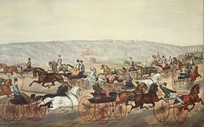 Framed Print : Speeding on the Avenue, pub. 1870, Currier & Ives (Colour Lithograph) Framed Print : Speeding on the Avenue, pub. 1870, Currier & Ives (Colour Lithograph)