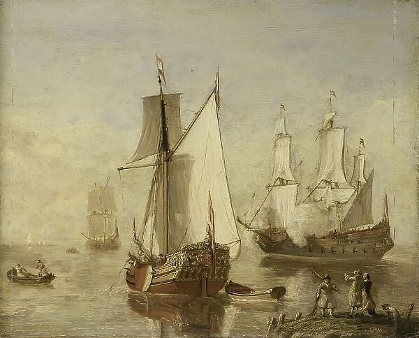 Speeljacht (Pleasure Yacht) and Warship, 1675-1699. Creator: Anon