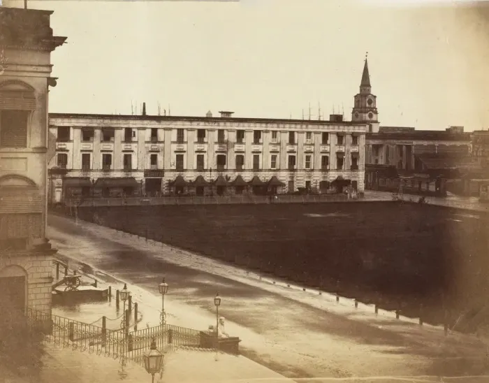 Framed Print : [Spences Hotel & St. Johns Cathedral, Calcutta], 1858-61