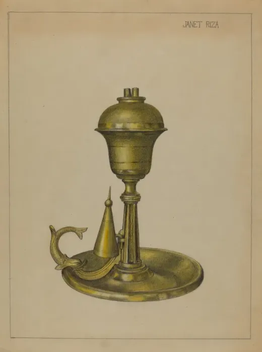 Framed Print : Sperm Oil Lamp, c. 1936. Creator: Janet Riza Framed Print : Sperm Oil Lamp, c. 1936. Creator: Janet Riza