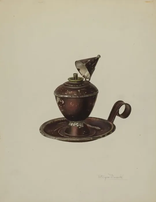 Framed Print : Sperm Oil Lamp, c. 1939. Creator: Palmyra Pimentel Framed Print : Sperm Oil Lamp, c. 1939. Creator: Palmyra Pimentel