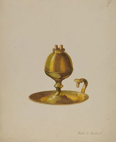 Sperm Oil Lamp, c. 1941. Creator: Davids De Vault