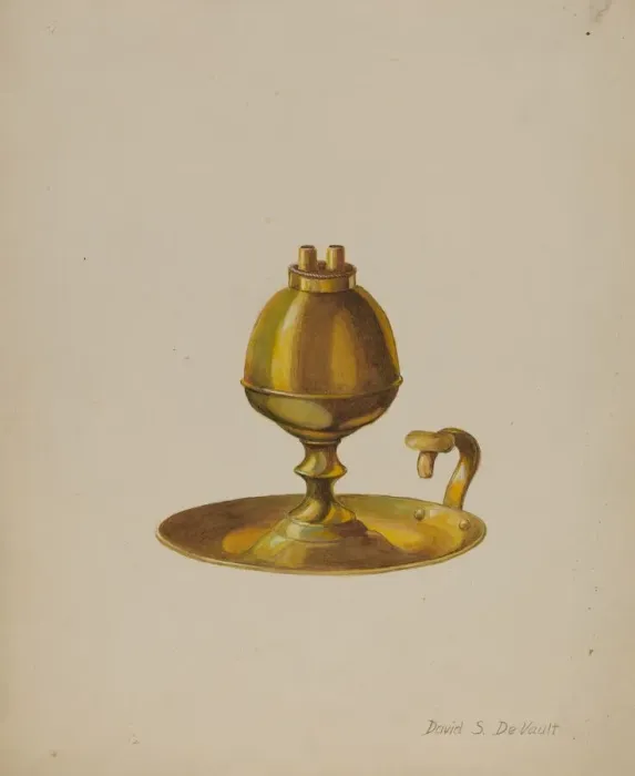 Framed Print : Sperm Oil Lamp, c. 1941. Creator: Davids De Vault Framed Print : Sperm Oil Lamp, c. 1941. Creator: Davids De Vault