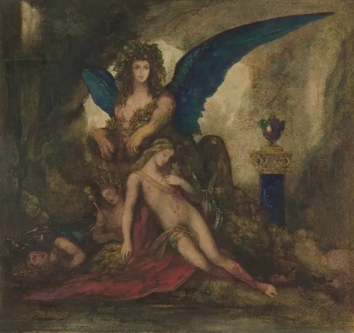 Framed Print : Sphinx in a Grotto (Poet, King and Warrior), 1840-98. Creator: Gustave Moreau Framed Print : Sphinx in a Grotto (Poet, King and Warrior), 1840-98. Creator: Gustave Moreau