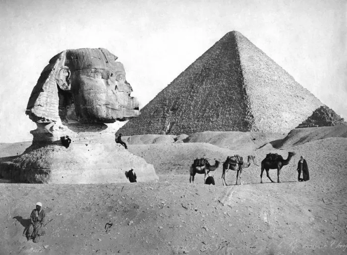 Framed Print : The Sphinx and Pyramid at Giza, Egypt, c1882 Framed Print : The Sphinx and Pyramid at Giza, Egypt, c1882