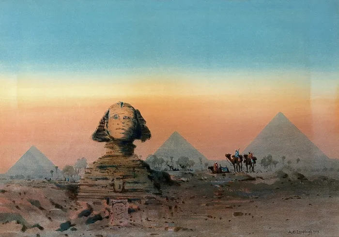 Framed Print : The Sphinx and the Pyramids, 1919. Creator: Augustus Osborne Lamplough Framed Print : The Sphinx and the Pyramids, 1919. Creator: Augustus Osborne Lamplough