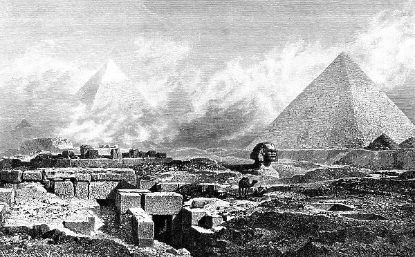 The Sphinx and Pyramids, Egypt, 1880. Artist: Bh Fiedlen