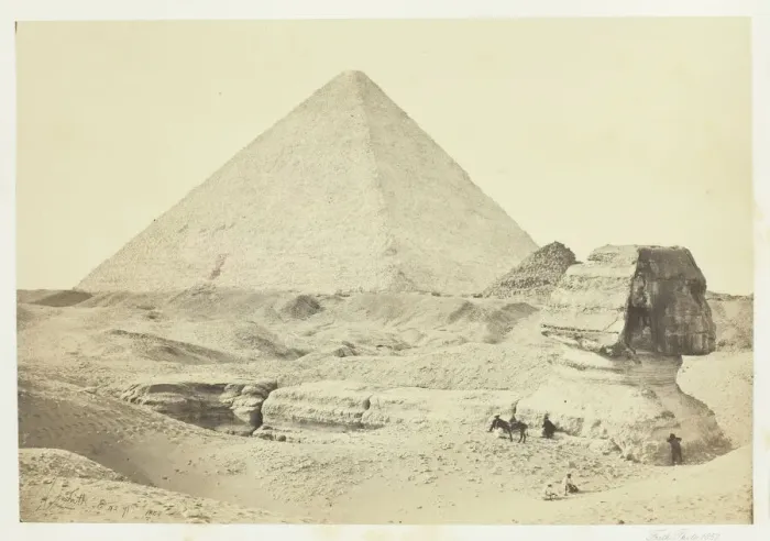Framed Print : The Sphynx and the Great Pyramid, Geezeh, 1857. Creator: Francis Frith Framed Print : The Sphynx and the Great Pyramid, Geezeh, 1857. Creator: Francis Frith
