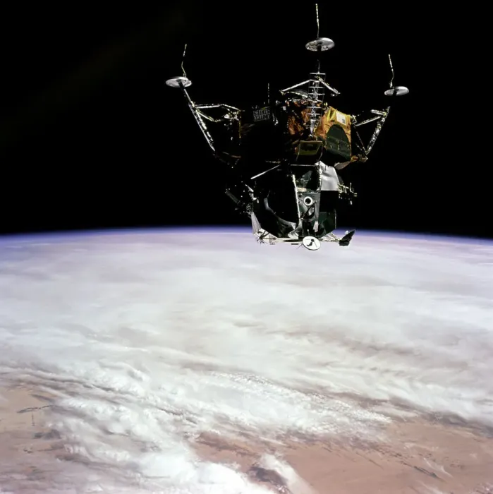 Framed Print : Spider in Earth Orbit, 1969. Creator: David Scott Framed Print : Spider in Earth Orbit, 1969. Creator: David Scott