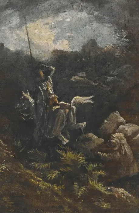 Framed Print : He spied upon the top of a stony crag just before him a man that skipped from rock to rock with wo Creator: Gustave Dore Framed Print : He spied upon the top of a stony crag just before him a man that skipped from rock to rock with wo Creator: Gustave Dore