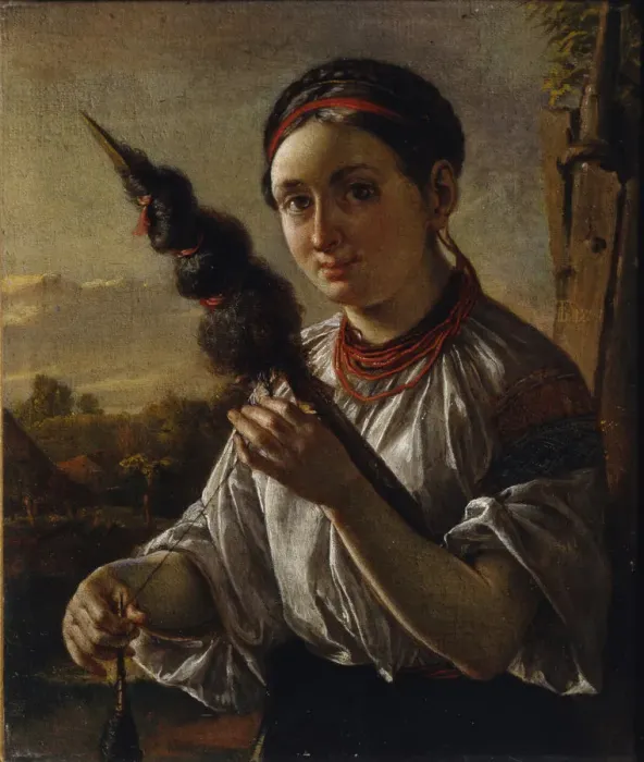 Framed Print : Spinner, 1821. Artist: Tropinin, Vasili Andreyevich (1776-1857) Framed Print : Spinner, 1821. Artist: Tropinin, Vasili Andreyevich (1776-1857)