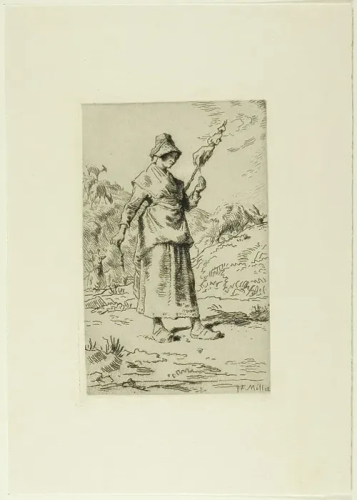 Framed Print : The Spinner, 1868–69. Creator: Jean Francois Millet Framed Print : The Spinner, 1868–69. Creator: Jean Francois Millet