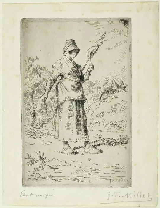 Framed Print : The Spinner, 1868–69. Creator: Jean Francois Millet Framed Print : The Spinner, 1868–69. Creator: Jean Francois Millet