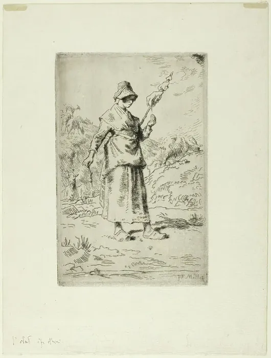 Framed Print : The Spinner, 1868–69. Creator: Jean Francois Millet Framed Print : The Spinner, 1868–69. Creator: Jean Francois Millet