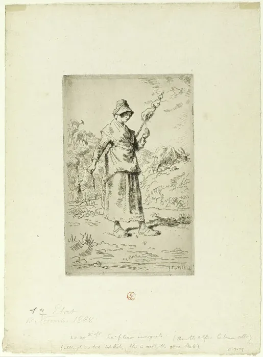 Framed Print : The Spinner, 1868–69. Creator: Jean Francois Millet Framed Print : The Spinner, 1868–69. Creator: Jean Francois Millet