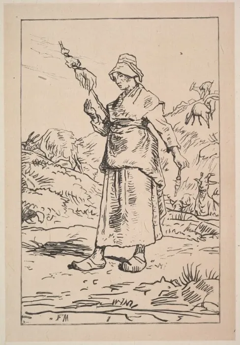 Framed Print : Spinner from the Auvergne, 1830-99. Creator: Unknown Framed Print : Spinner from the Auvergne, 1830-99. Creator: Unknown