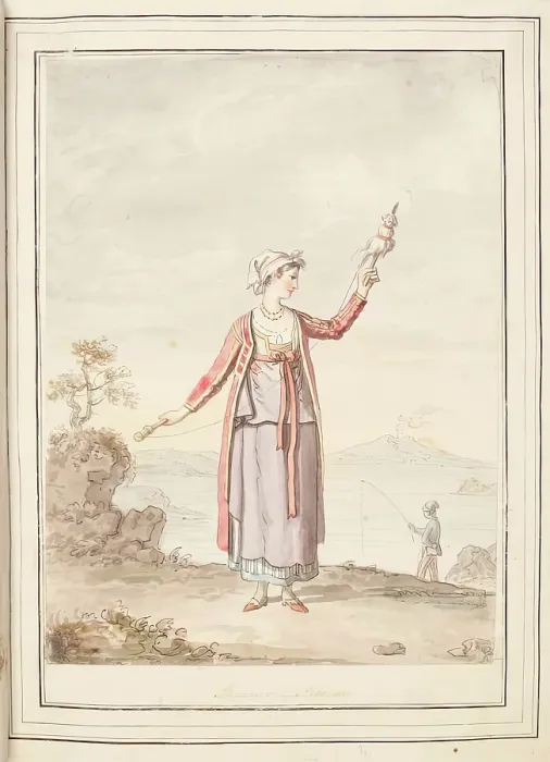 Framed Print : Spinner of Procida, leaf from A Collection of Dresses by David Allan Mostly from Nature, 1776 Framed Print : Spinner of Procida, leaf from A Collection of Dresses by David Allan Mostly from Nature, 1776