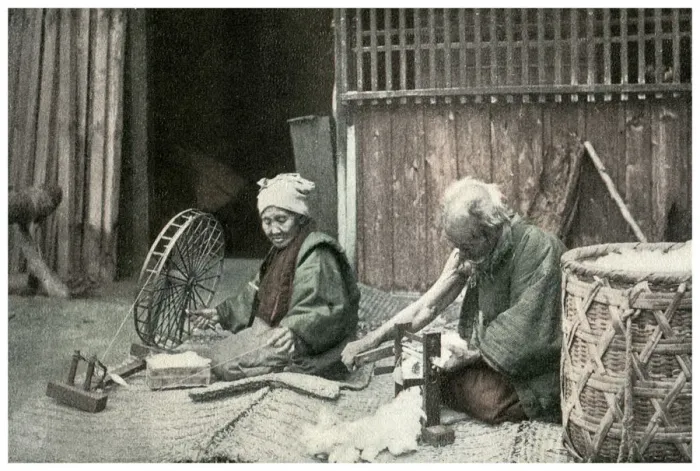 Framed Print : Spinning cotton, Japan, 1904 Framed Print : Spinning cotton, Japan, 1904