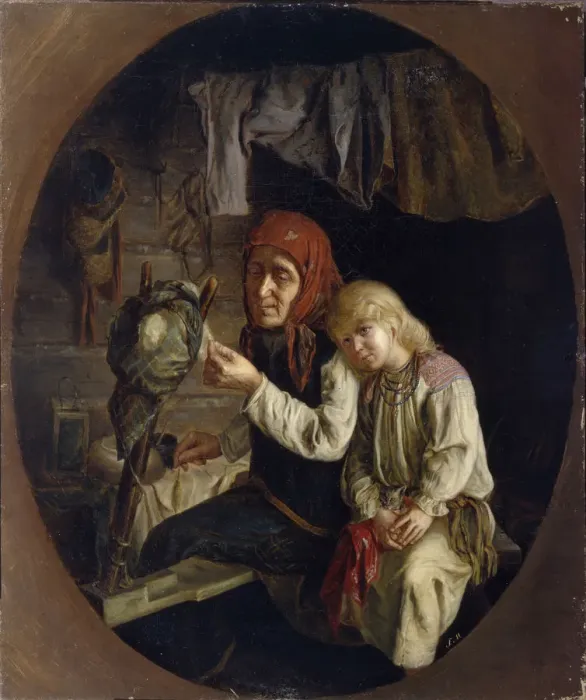 Framed Print : Spinning lesson, 1859. Artist: Myasoedov, Grigori Grigoryevich (1834-1911) Framed Print : Spinning lesson, 1859. Artist: Myasoedov, Grigori Grigoryevich (1834-1911)