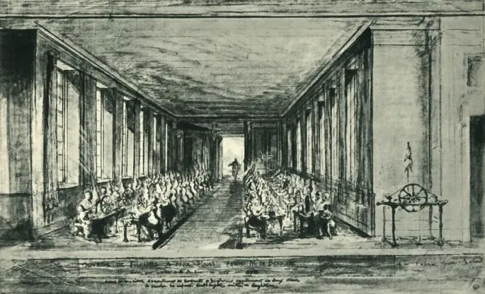Framed Print : Spinning room, c1776, (1943). Creator: Gabriel de Saint-Aubin Framed Print : Spinning room, c1776, (1943). Creator: Gabriel de Saint-Aubin
