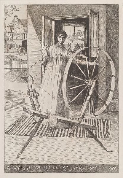 At the Spinning Wheel, c. 1884. Creator: Otto Henry Bacher