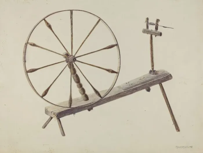 Framed Print : Spinning Wheel, c. 1938. Creator: Maud M Holme Framed Print : Spinning Wheel, c. 1938. Creator: Maud M Holme